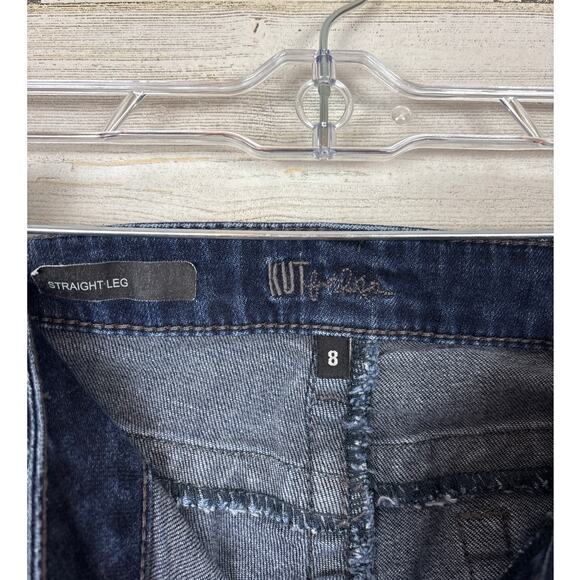 KUT women 8 straight leg dark wash denim jeans new distressed wash ankle - Picture 4 of 7